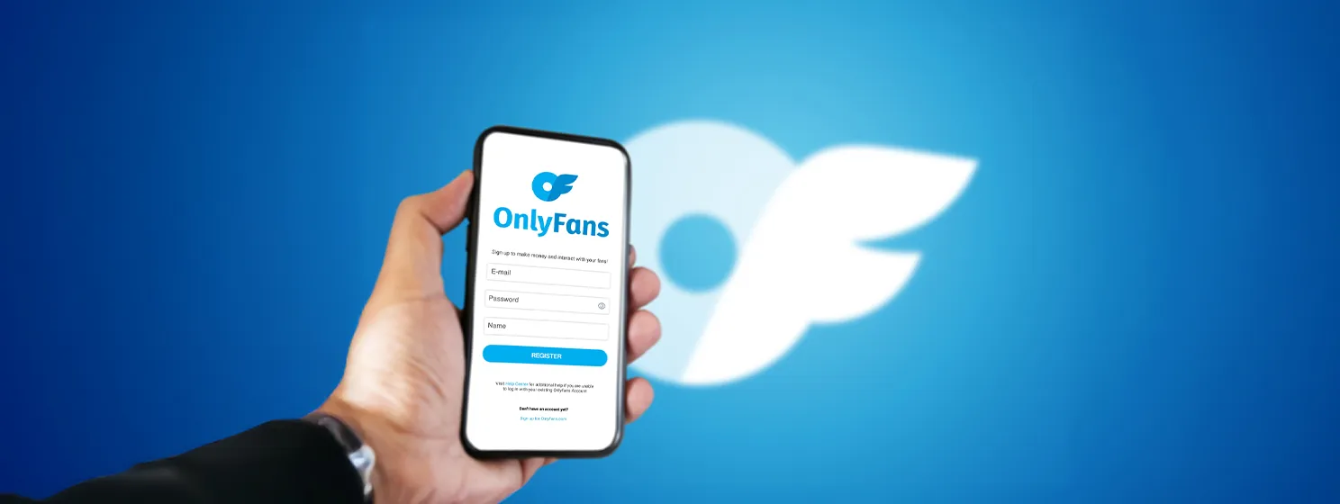 OnlyFans login page on mobile screen